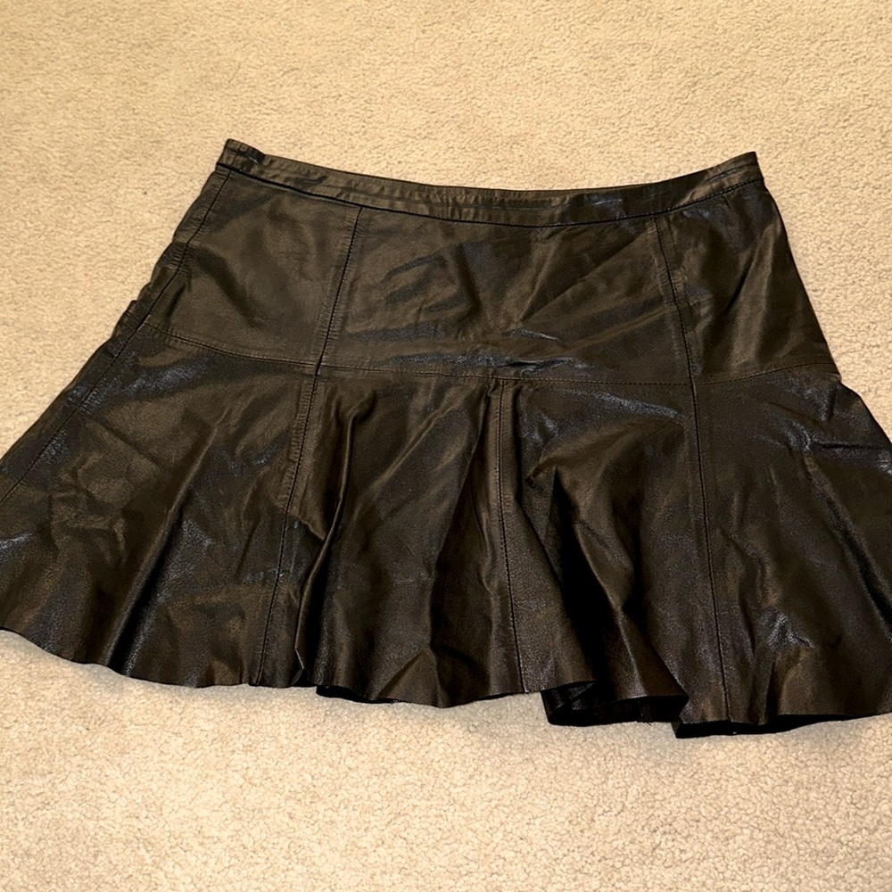 Black leather mini skirt